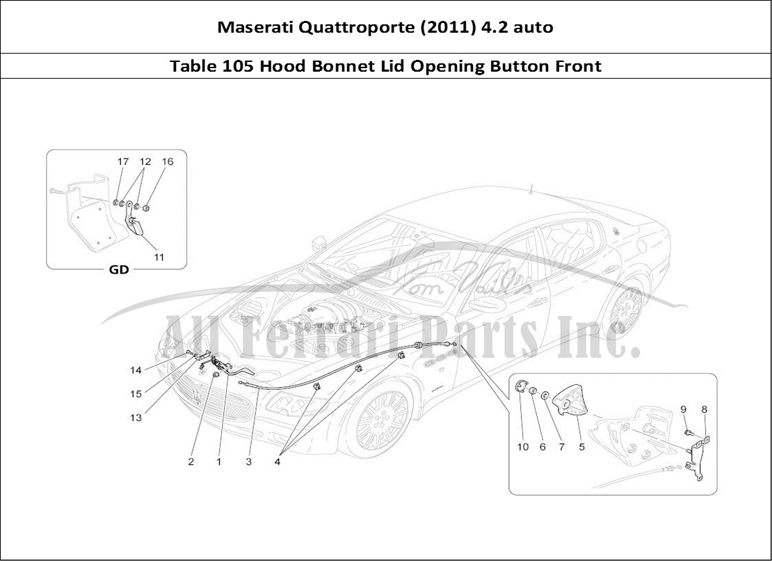 Ferrari Parts Maserati QTP. (2011) 4.2 auto Page 105 Front Lid Opening Button