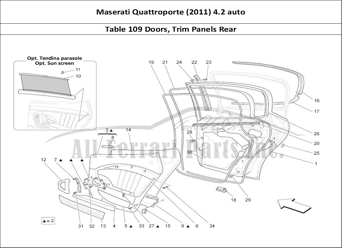 Ferrari Parts Maserati QTP. (2011) 4.2 auto Page 109 Rear Doors: Trim Panels