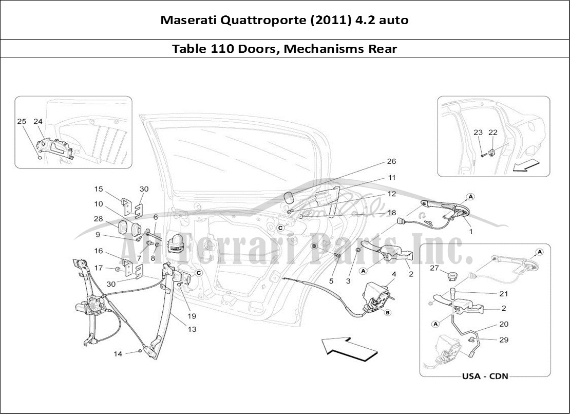 Ferrari Parts Maserati QTP. (2011) 4.2 auto Page 110 Rear Doors: Mechanisms