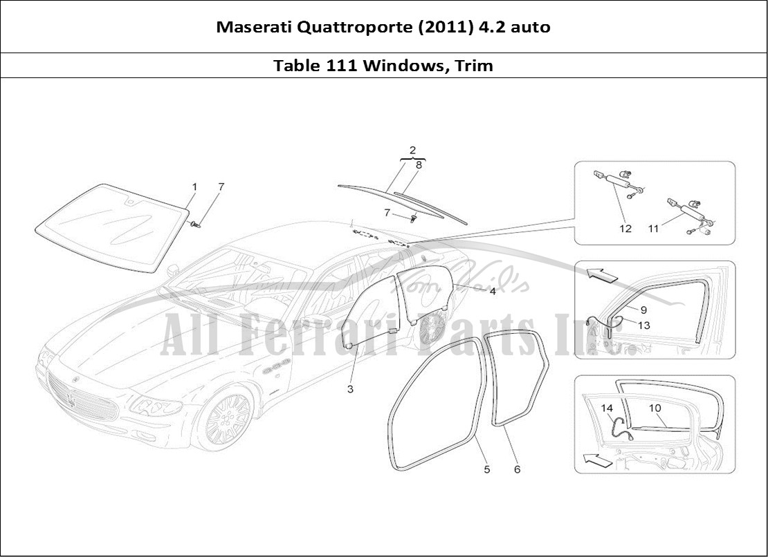 Ferrari Parts Maserati QTP. (2011) 4.2 auto Page 111 Windows And Window Strips