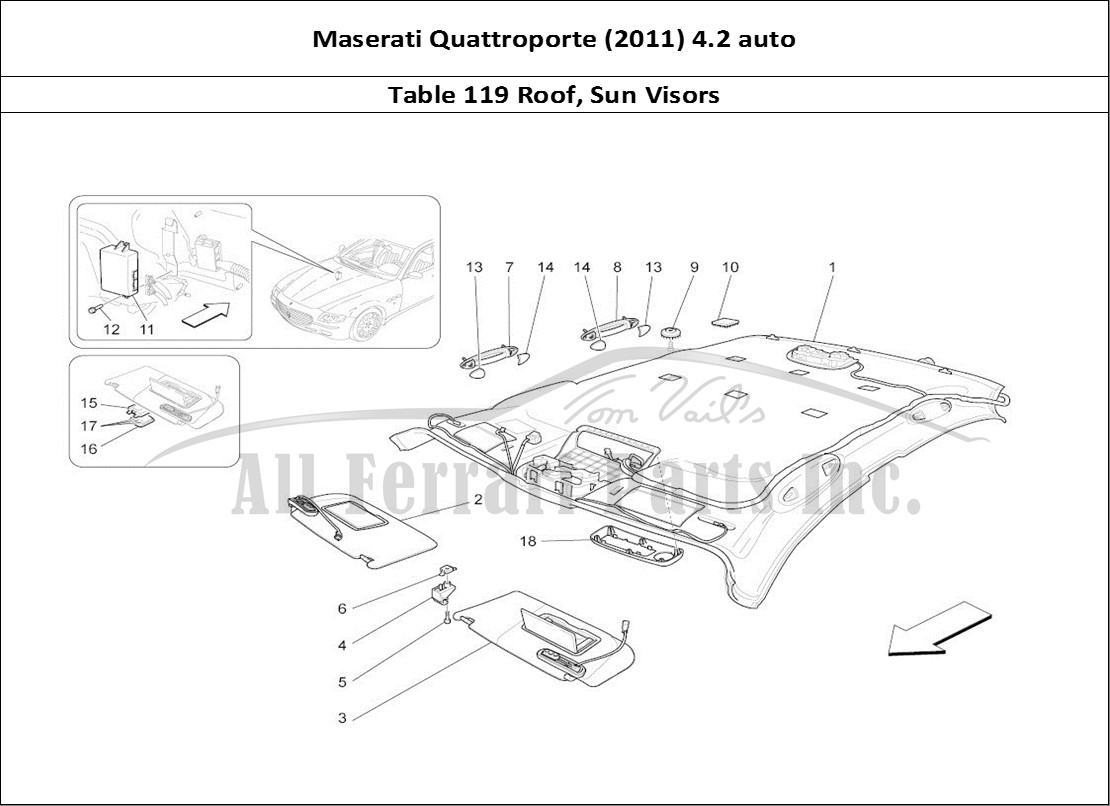 Ferrari Parts Maserati QTP. (2011) 4.2 auto Page 119 Roof And Sun Visors