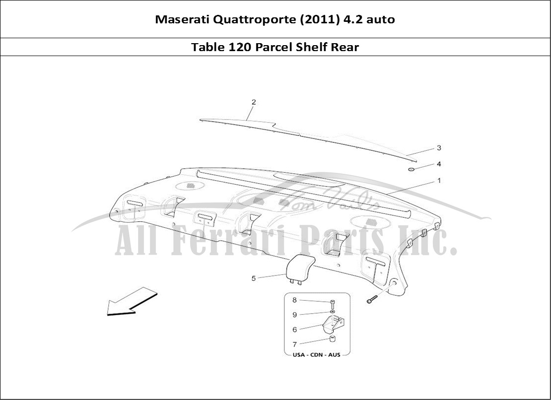 Ferrari Parts Maserati QTP. (2011) 4.2 auto Page 120 Rear Parcel Shelf