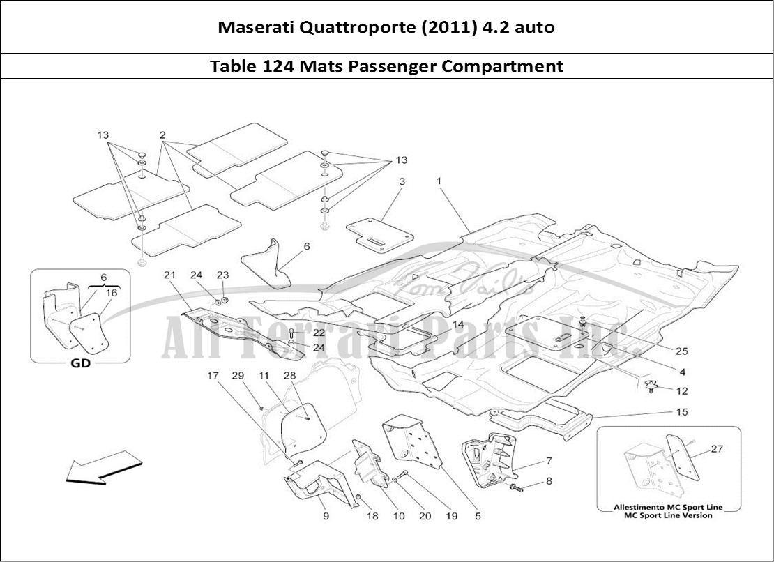 Ferrari Parts Maserati QTP. (2011) 4.2 auto Page 124 Passenger Compartment Mat