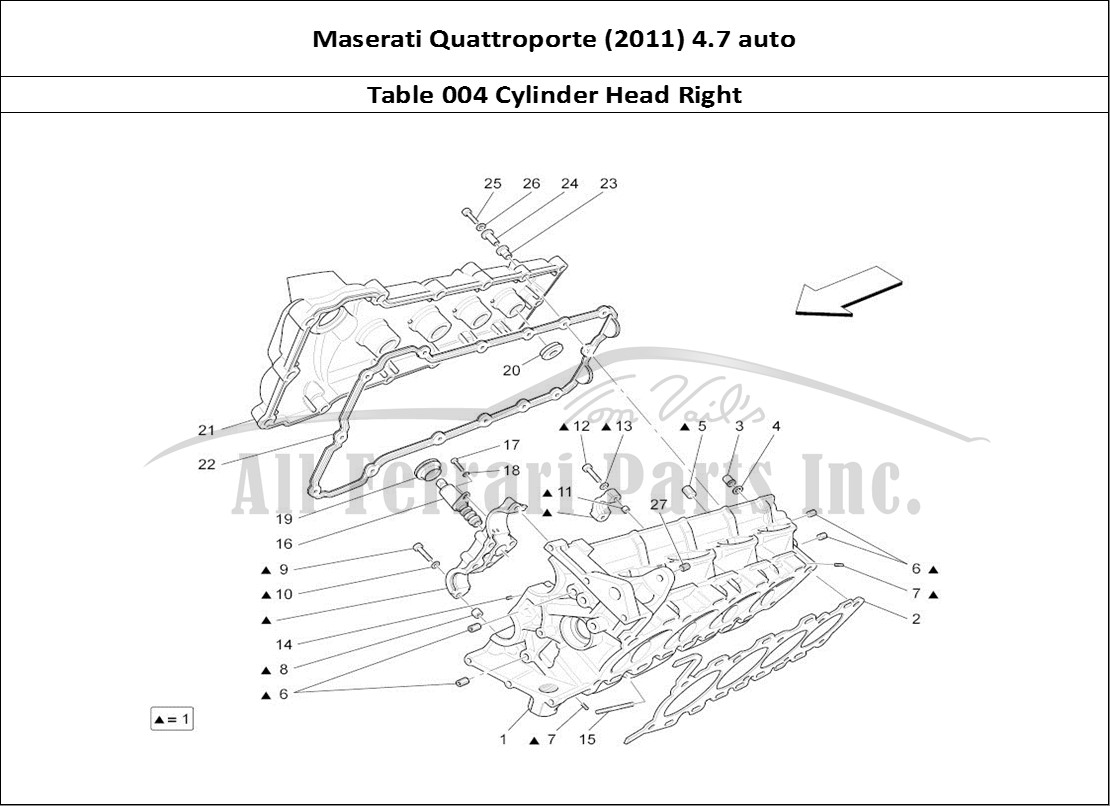 Ferrari Parts Maserati QTP. (2011) 4.7 auto Page 004 Rh Cylinder Head