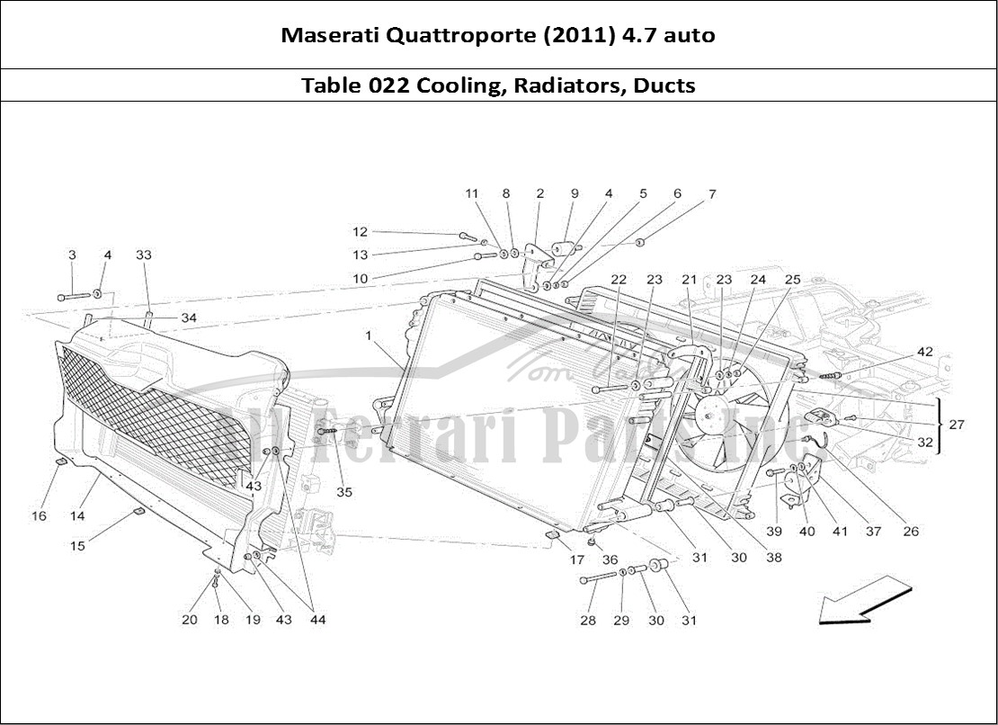 Ferrari Parts Maserati QTP. (2011) 4.7 auto Page 022 Cooling: Air Radiators A