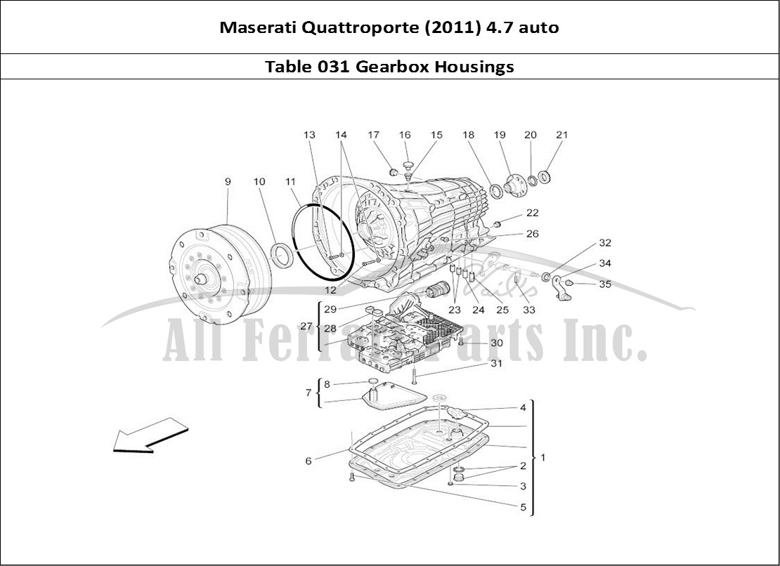 Ferrari Parts Maserati QTP. (2011) 4.7 auto Page 031 Gearbox Housings