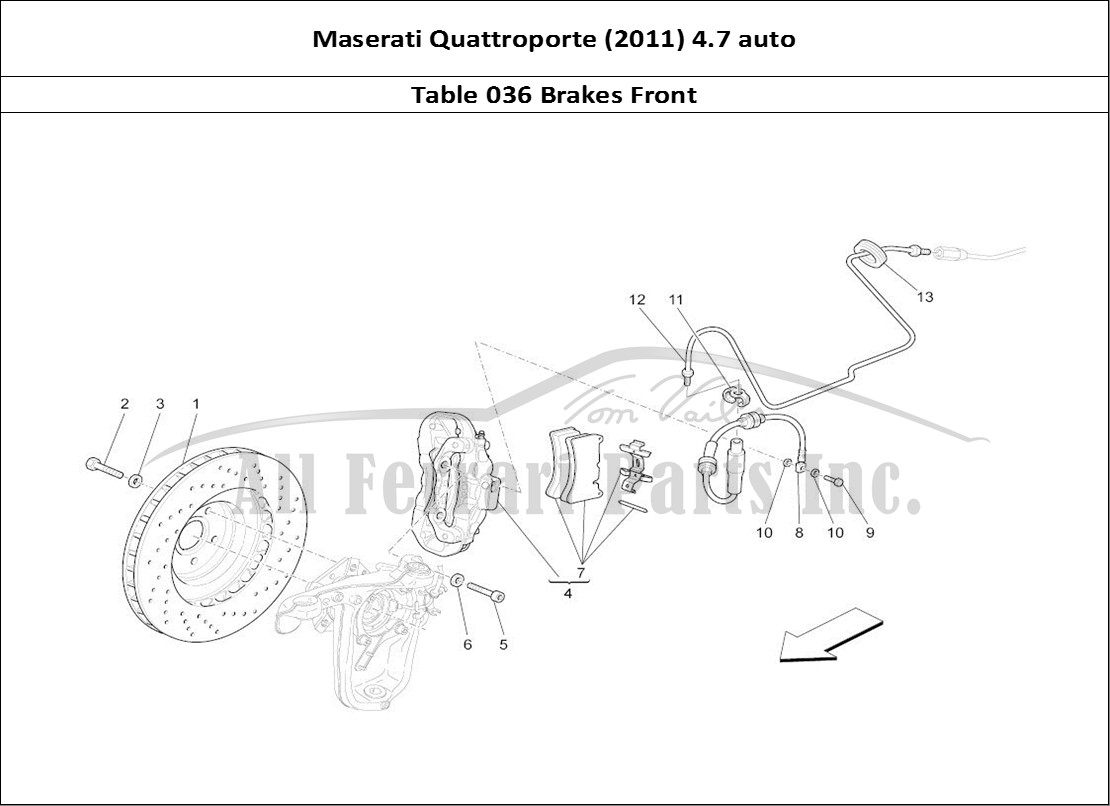 Ferrari Parts Maserati QTP. (2011) 4.7 auto Page 036 Braking Devices On Front