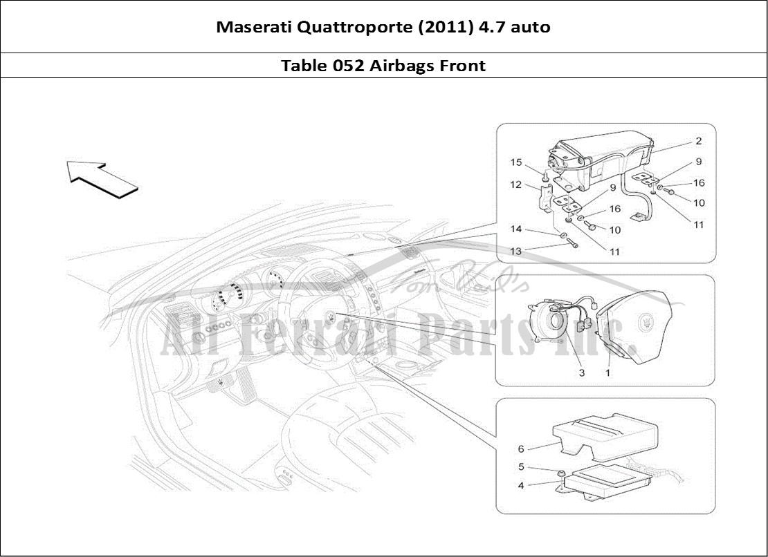 Ferrari Parts Maserati QTP. (2011) 4.7 auto Page 052 Front Airbag System