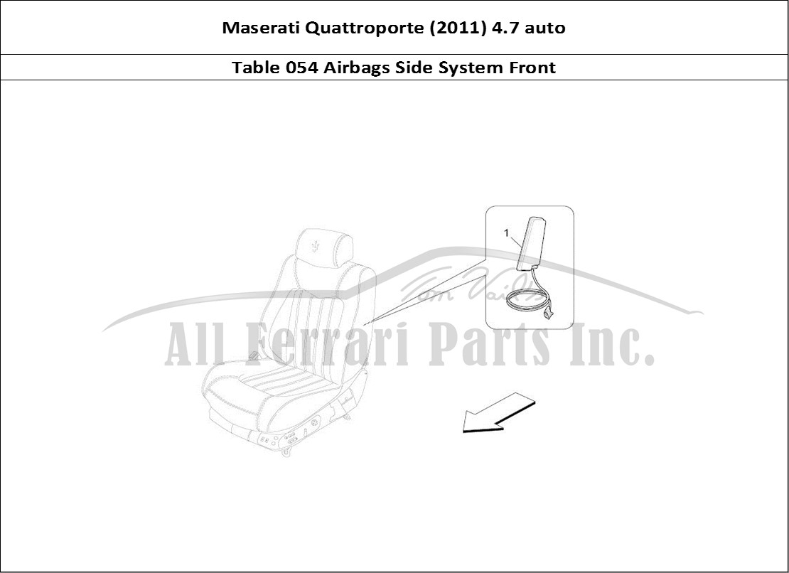 Ferrari Parts Maserati QTP. (2011) 4.7 auto Page 054 Front Side Bag System