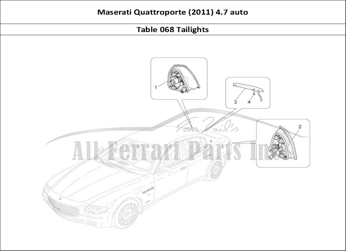 Ferrari Parts Maserati QTP. (2011) 4.7 auto Page 068 Taillight Clusters