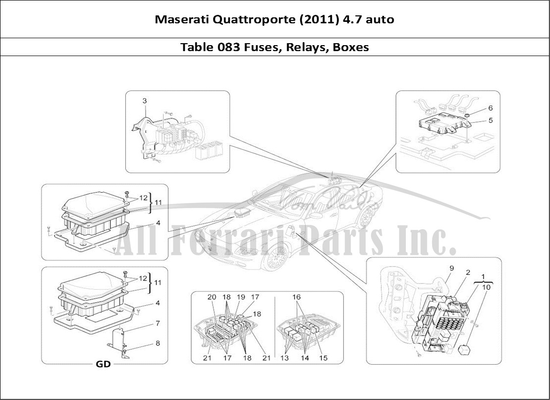 Ferrari Parts Maserati QTP. (2011) 4.7 auto Page 083 Relays, Fuses And Boxes