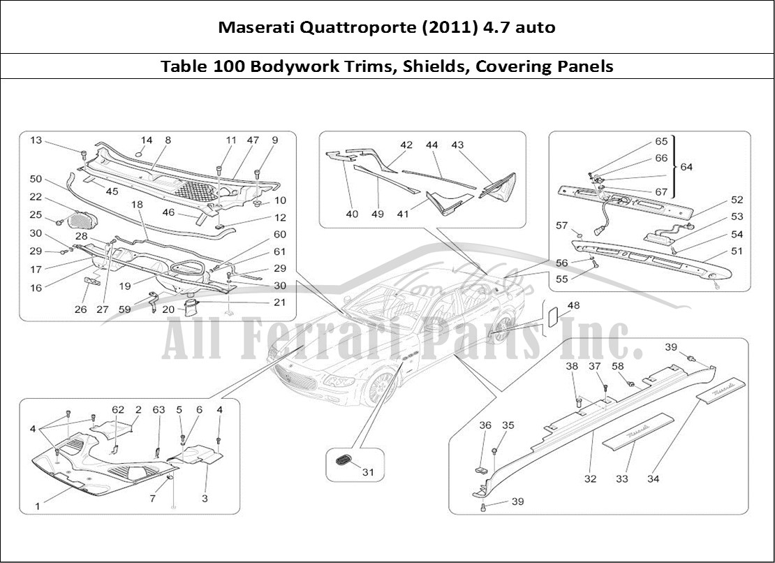 Ferrari Parts Maserati QTP. (2011) 4.7 auto Page 100 Shields, Trims And Cover