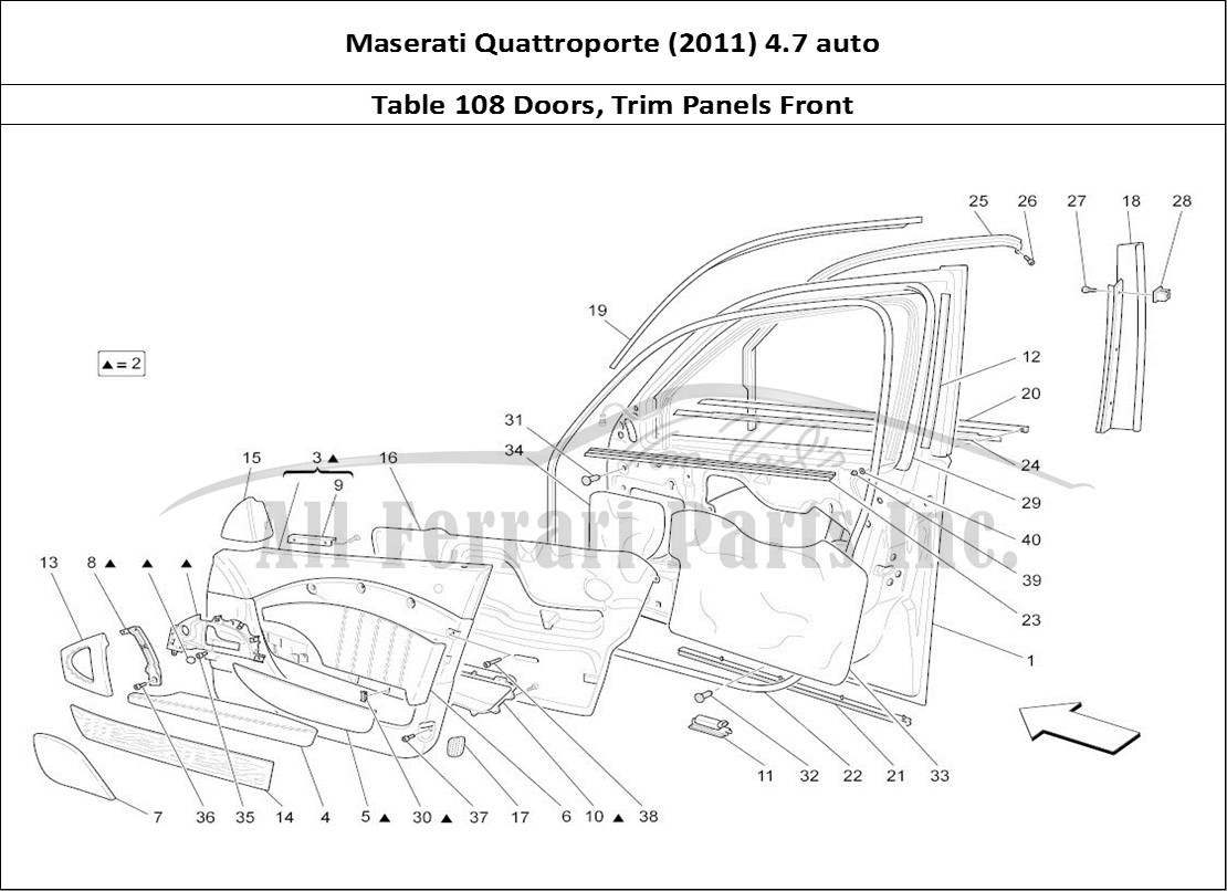 Ferrari Parts Maserati QTP. (2011) 4.7 auto Page 108 Front Doors: Trim Panels