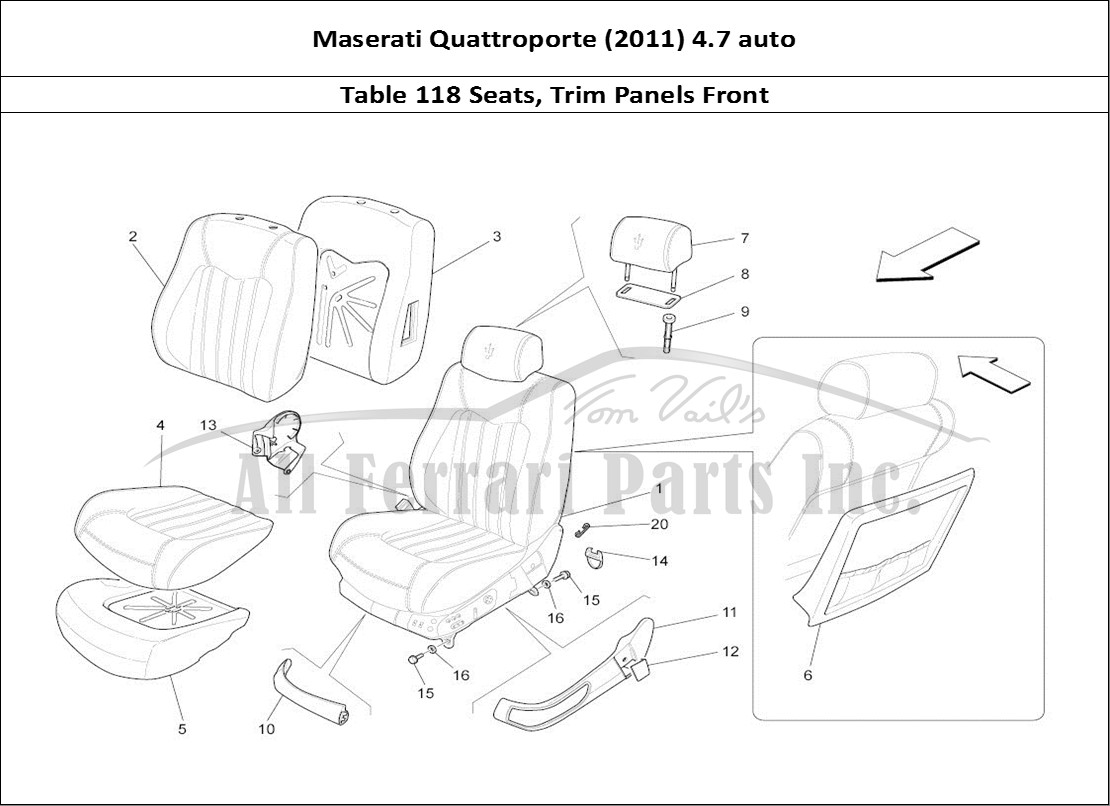 Ferrari Parts Maserati QTP. (2011) 4.7 auto Page 118 Front Seats: Trim Panels
