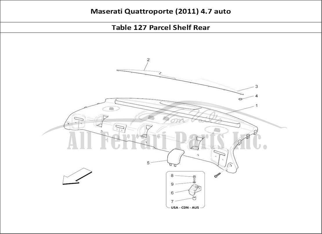 Ferrari Parts Maserati QTP. (2011) 4.7 auto Page 127 Rear Parcel Shelf