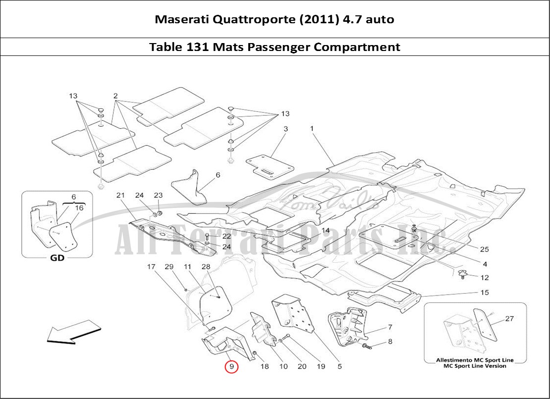 Ferrari Parts Maserati QTP. (2011) 4.7 auto Page 131 Passenger Compartment Ma