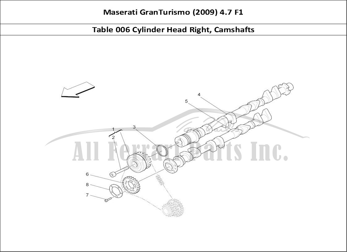 Ferrari Parts Maserati GranTurismo (2009) 4.7 F1 Page 006 Rh Cylinder Head Camshaft
