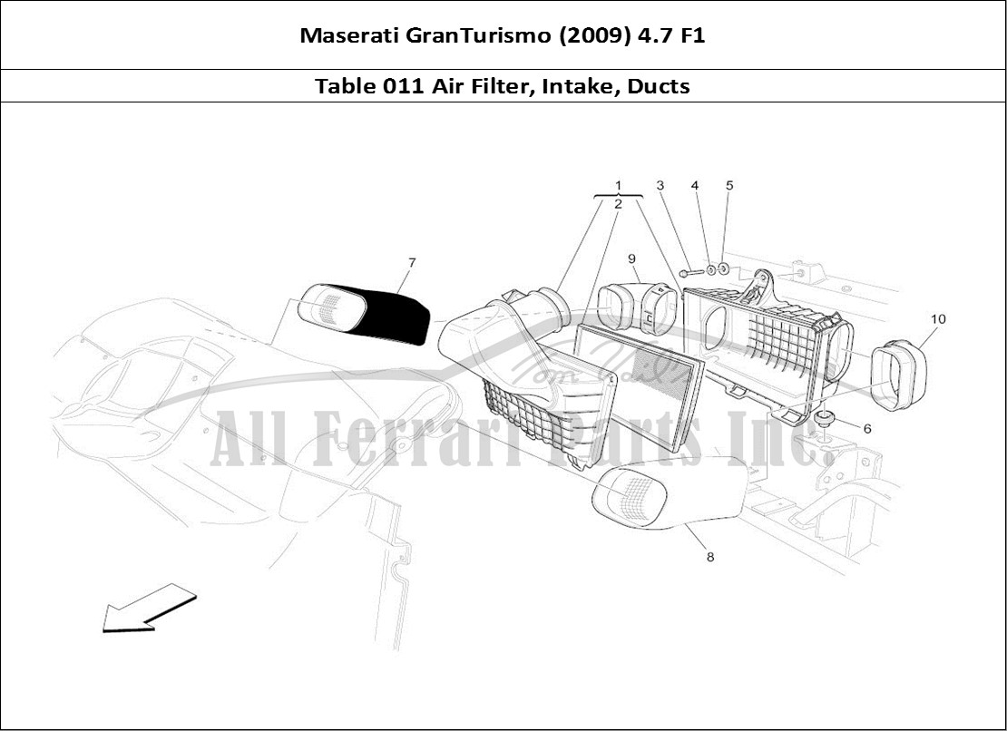 Ferrari Parts Maserati GranTurismo (2009) 4.7 F1 Page 011 Air Filter, Air Intake An