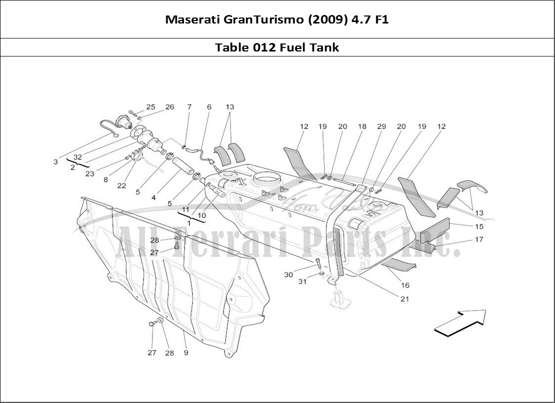 Ferrari Parts Maserati GranTurismo (2009) 4.7 F1 Page 012 Fuel Tank
