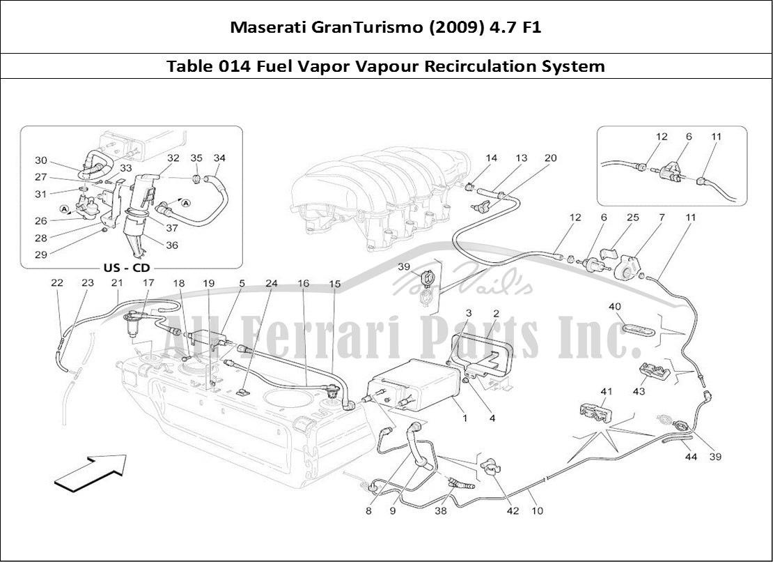 Ferrari Parts Maserati GranTurismo (2009) 4.7 F1 Page 014 Fuel Vapour Recirculation