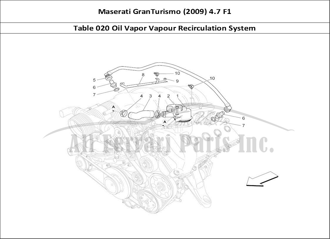 Ferrari Parts Maserati GranTurismo (2009) 4.7 F1 Page 020 Oil Vapour Recirculation
