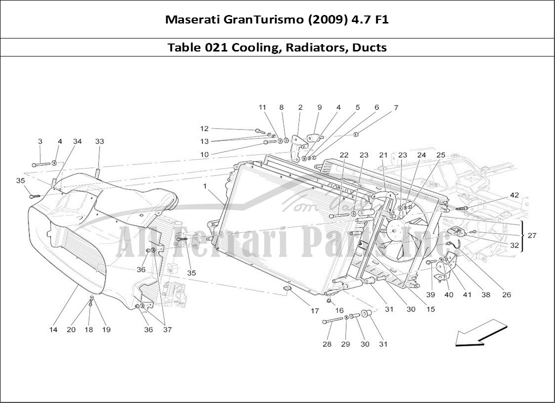 Ferrari Parts Maserati GranTurismo (2009) 4.7 F1 Page 021 Cooling: Air Radiators An