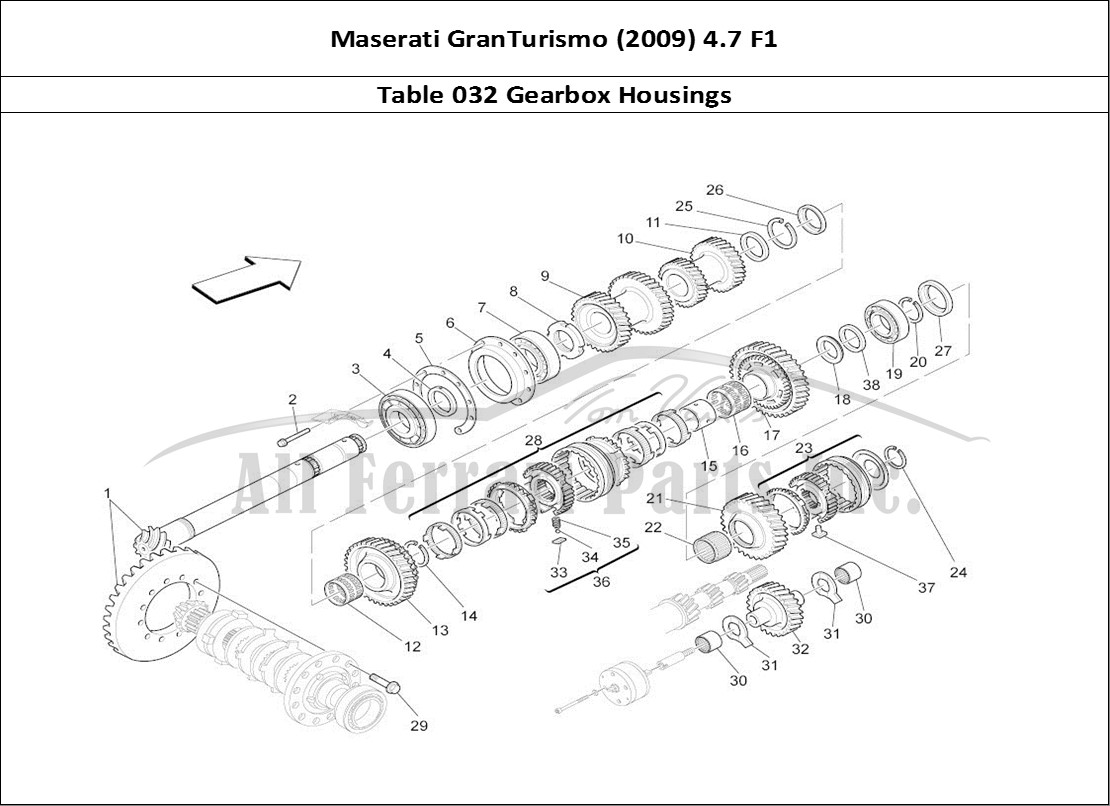 Ferrari Parts Maserati GranTurismo (2009) 4.7 F1 Page 032 Gearbox Housings