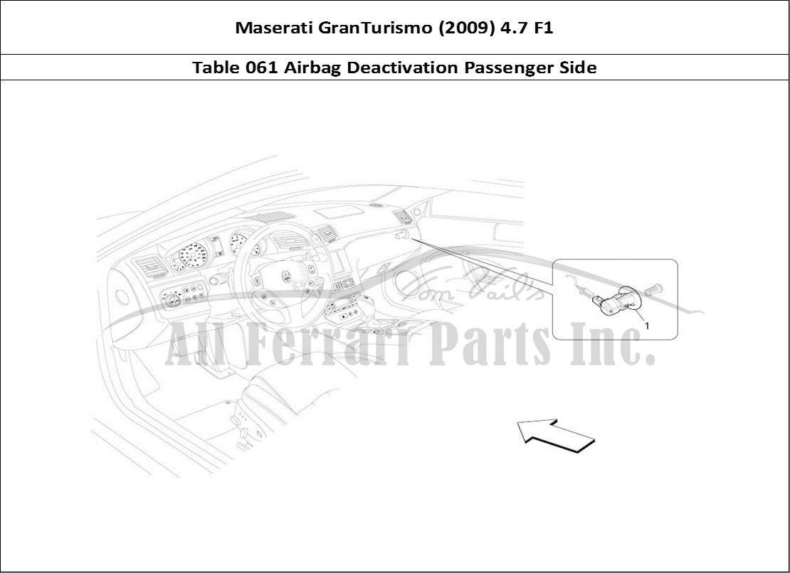 Ferrari Parts Maserati GranTurismo (2009) 4.7 F1 Page 061 Passenger's Airbag-deacti