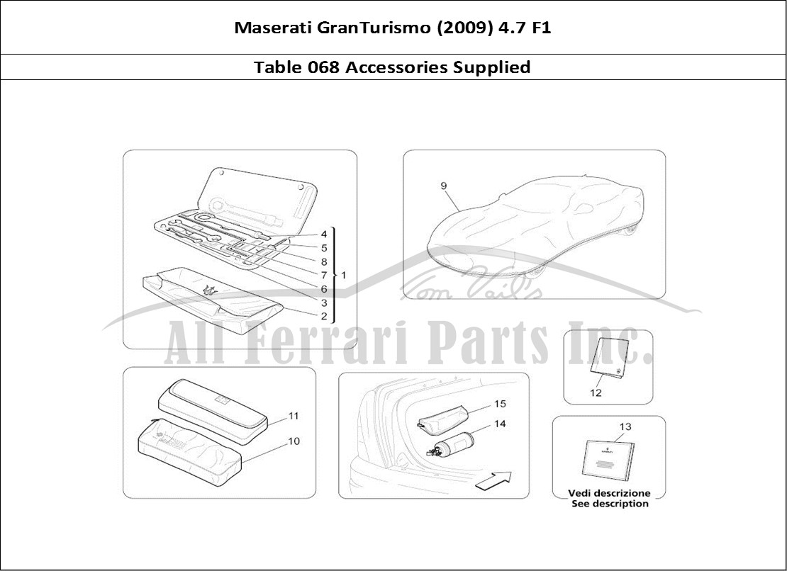 Ferrari Parts Maserati GranTurismo (2009) 4.7 F1 Page 068 Accessories Provided