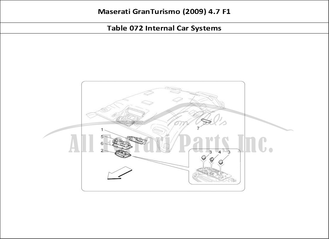 Ferrari Parts Maserati GranTurismo (2009) 4.7 F1 Page 072 Internal Vehicle Devices