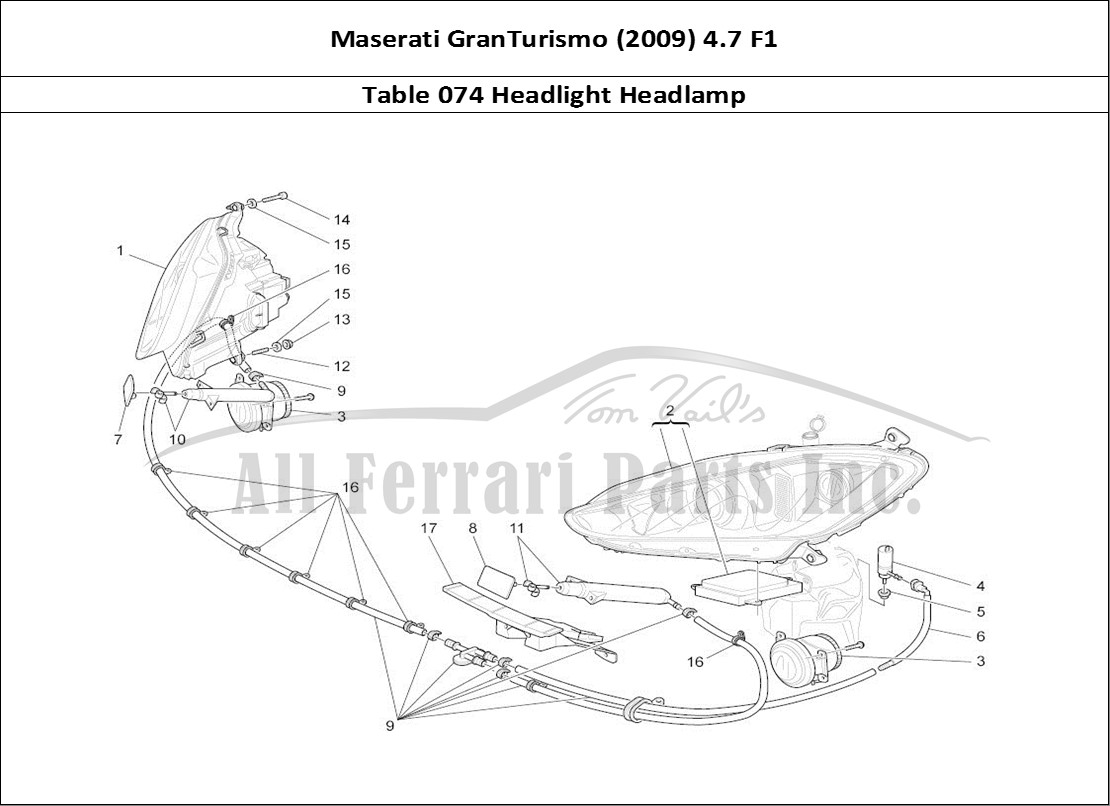 Ferrari Parts Maserati GranTurismo (2009) 4.7 F1 Page 074 Headlight Clusters