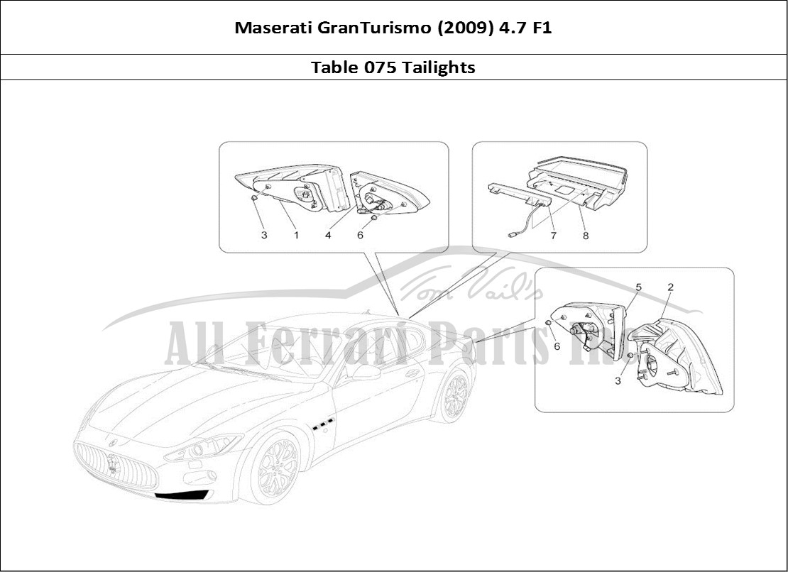 Ferrari Parts Maserati GranTurismo (2009) 4.7 F1 Page 075 Taillight Clusters