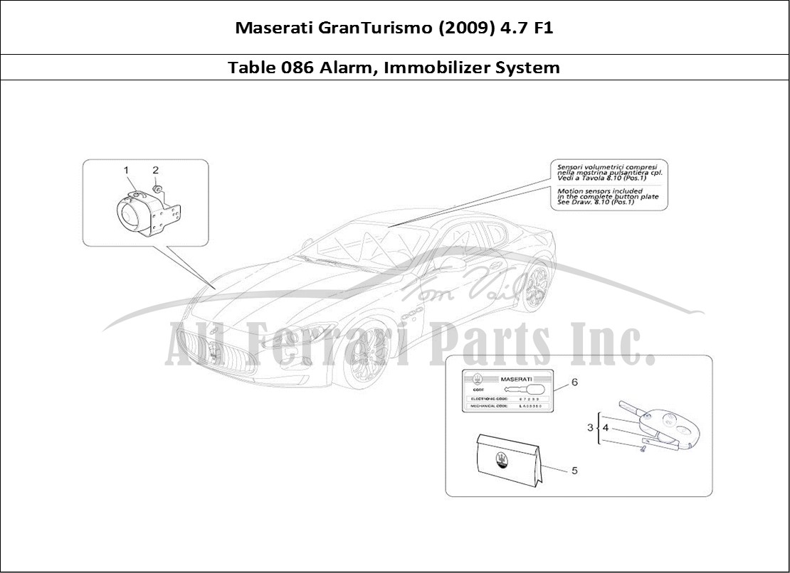 Ferrari Parts Maserati GranTurismo (2009) 4.7 F1 Page 086 Alarm And Immobilizer Sys