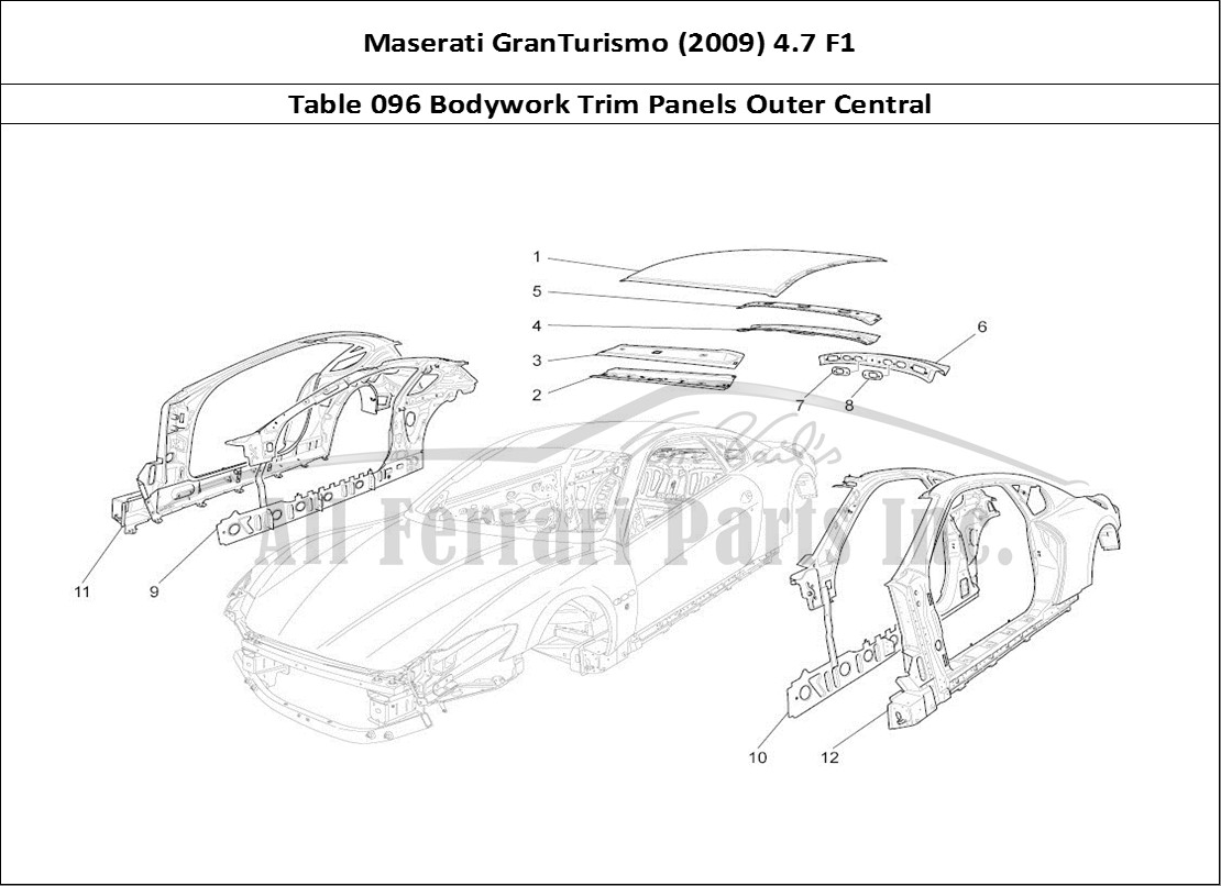 Ferrari Parts Maserati GranTurismo (2009) 4.7 F1 Page 096 Bodywork And Central Oute
