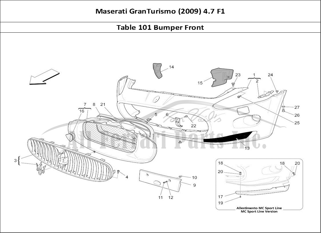 Ferrari Parts Maserati GranTurismo (2009) 4.7 F1 Page 101 Front Bumper