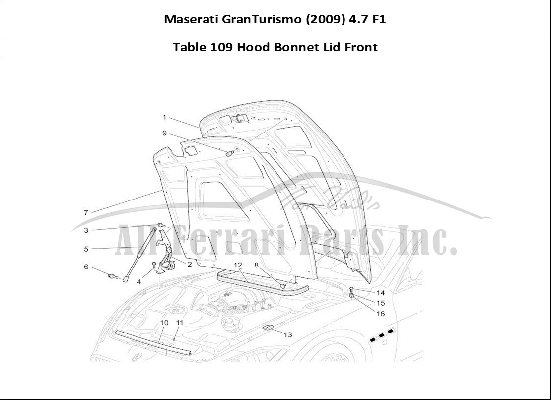 Ferrari Parts Maserati GranTurismo (2009) 4.7 F1 Page 109 Front Lid