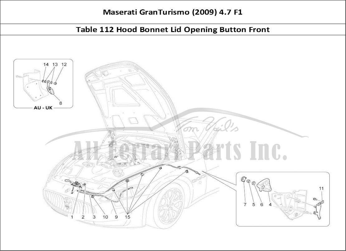 Ferrari Parts Maserati GranTurismo (2009) 4.7 F1 Page 112 Front Lid Opening Button