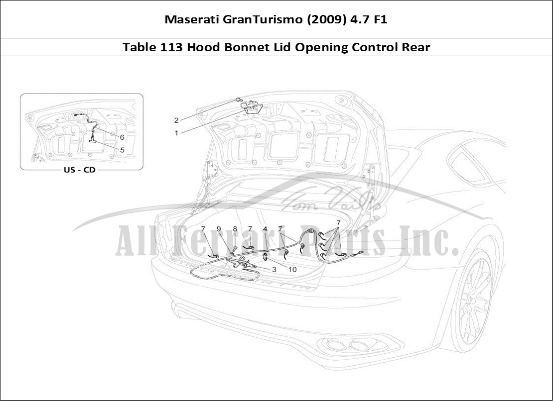 Ferrari Parts Maserati GranTurismo (2009) 4.7 F1 Page 113 Rear Lid Opening Control