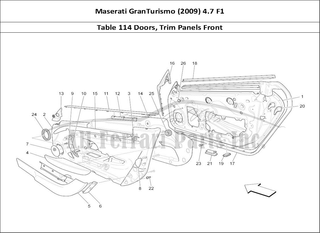 Ferrari Parts Maserati GranTurismo (2009) 4.7 F1 Page 114 Front Doors: Trim Panels