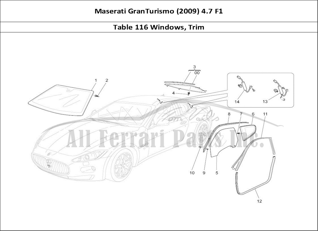 Ferrari Parts Maserati GranTurismo (2009) 4.7 F1 Page 116 Windows And Window Strips