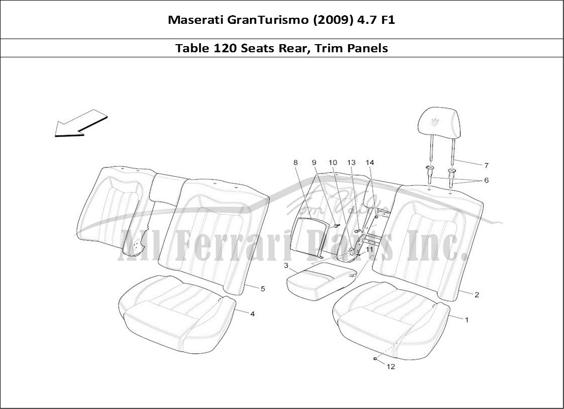 Ferrari Parts Maserati GranTurismo (2009) 4.7 F1 Page 120 Rear Seats: Trim Panels