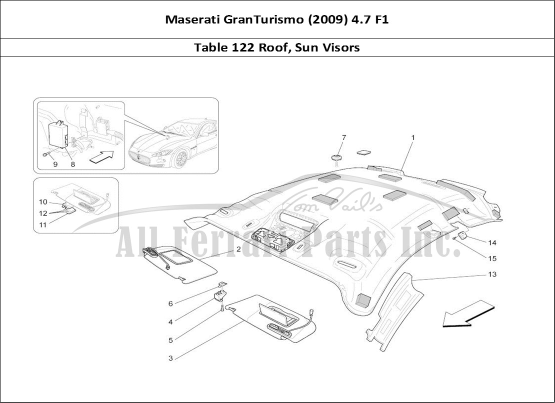 Ferrari Parts Maserati GranTurismo (2009) 4.7 F1 Page 122 Roof And Sun Visors