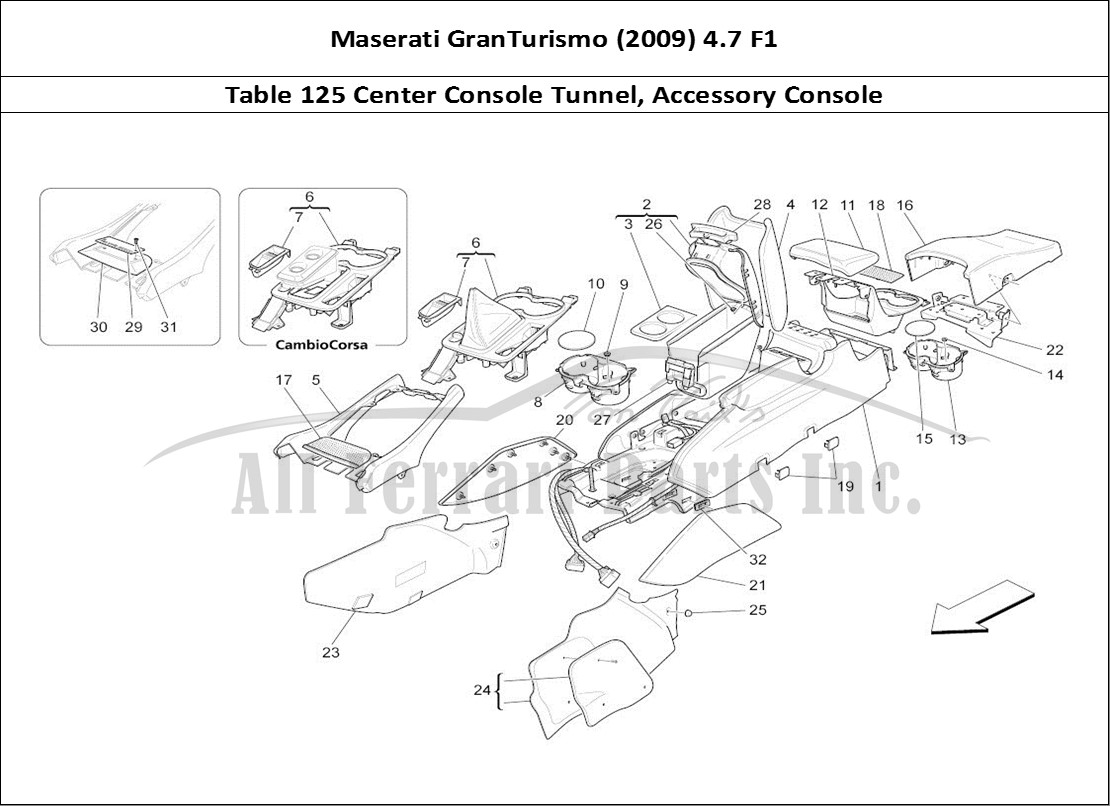 Ferrari Parts Maserati GranTurismo (2009) 4.7 F1 Page 125 Accessory Console And Cen