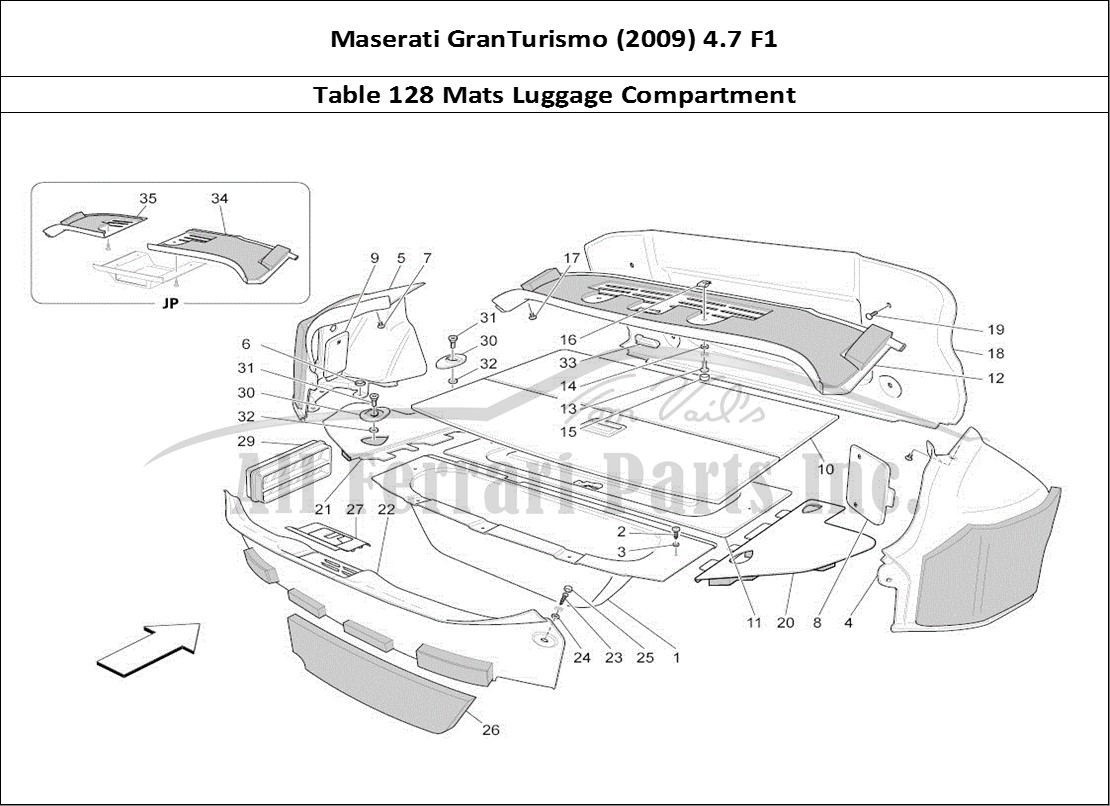 Ferrari Parts Maserati GranTurismo (2009) 4.7 F1 Page 128 Luggage Compartment Mats