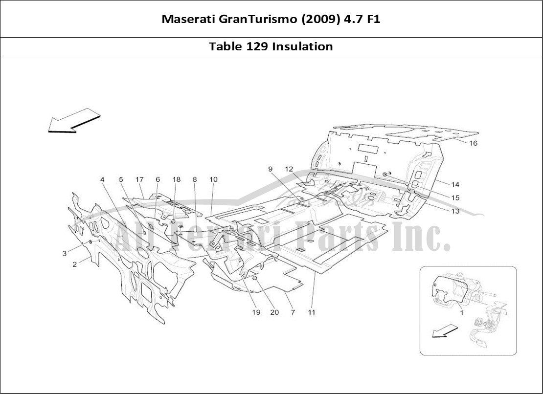 Ferrari Parts Maserati GranTurismo (2009) 4.7 F1 Page 129 Sound-proofing Panels Ins
