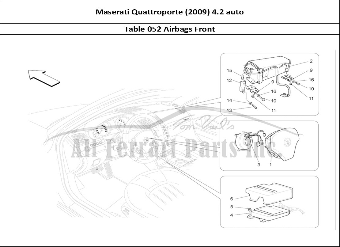 Ferrari Parts Maserati QTP. (2009) 4.2 auto Page 052 Front Airbag System