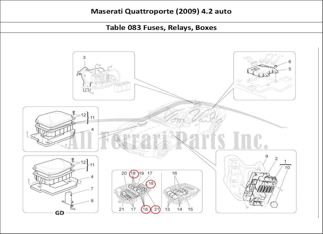 Ferrari Parts Maserati QTP. (2009) 4.2 auto Page 083 Relays, Fuses And Boxes