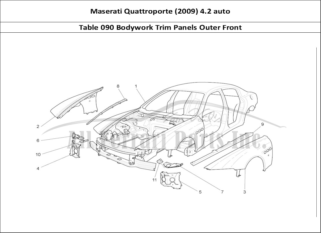 Ferrari Parts Maserati QTP. (2009) 4.2 auto Page 090 Bodywork And Front Outer