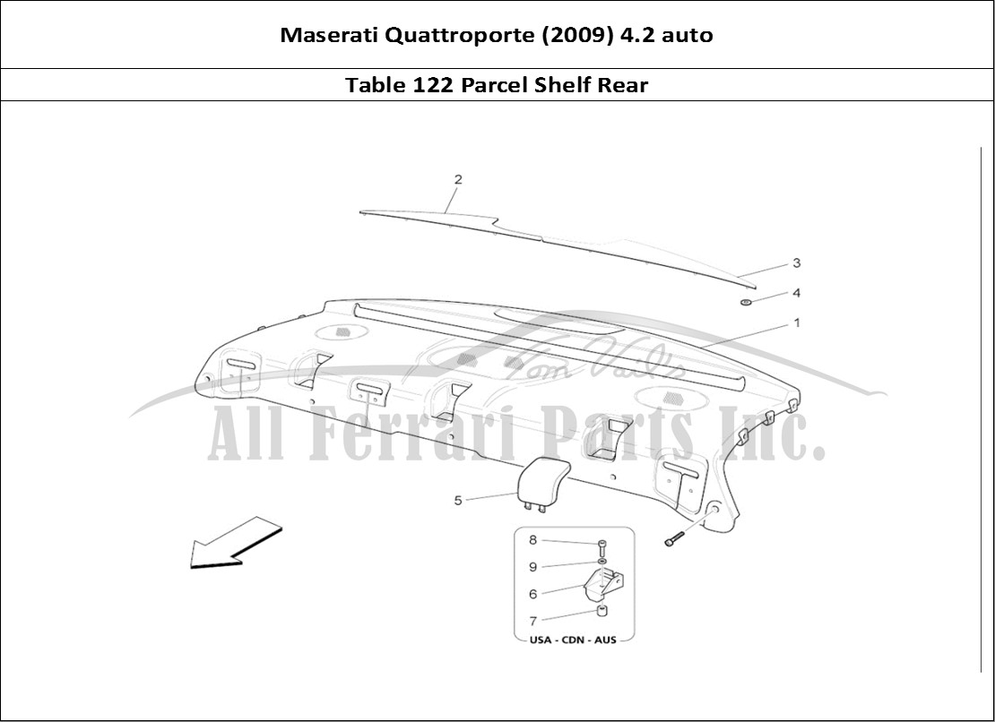 Ferrari Parts Maserati QTP. (2009) 4.2 auto Page 122 Rear Parcel Shelf