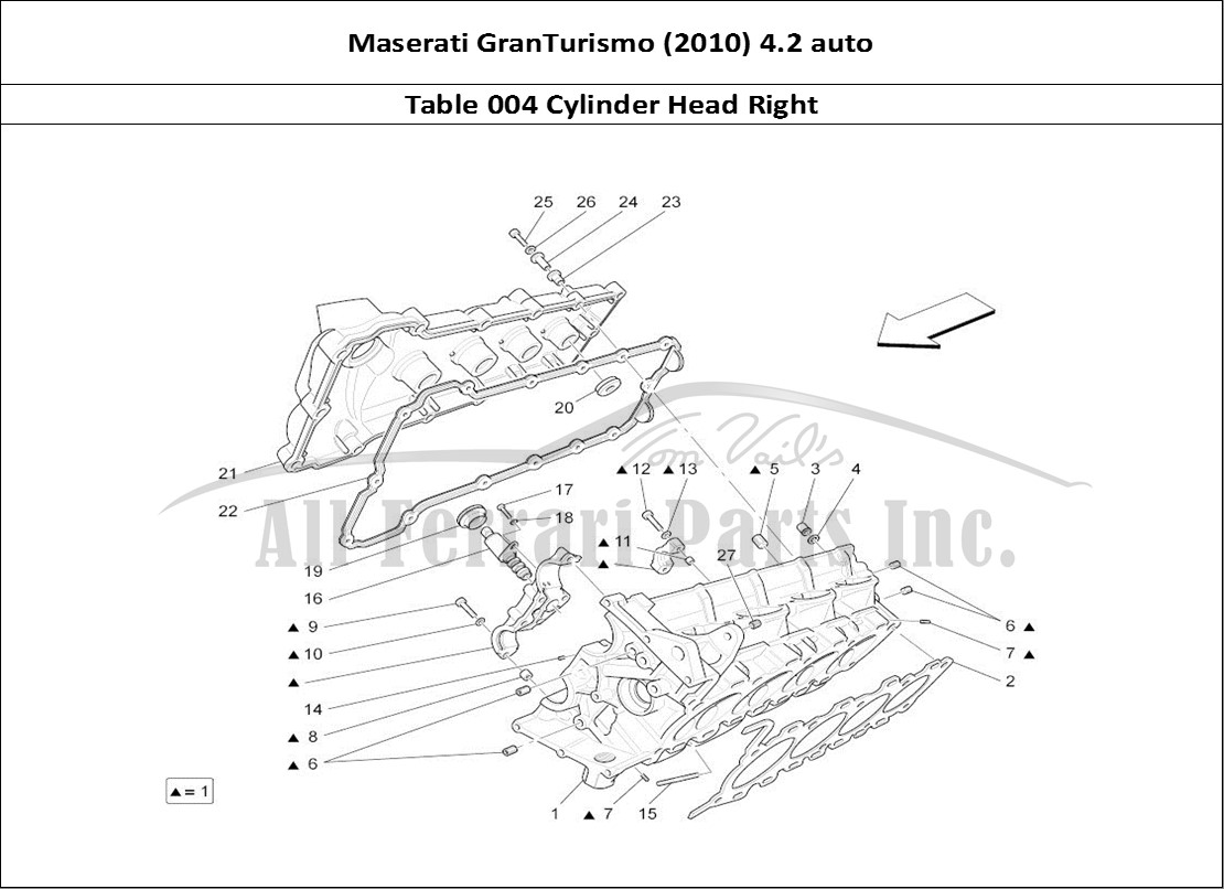 Ferrari Parts Maserati GranTurismo (2010) 4.2 auto Page 004 Rh Cylinder Head